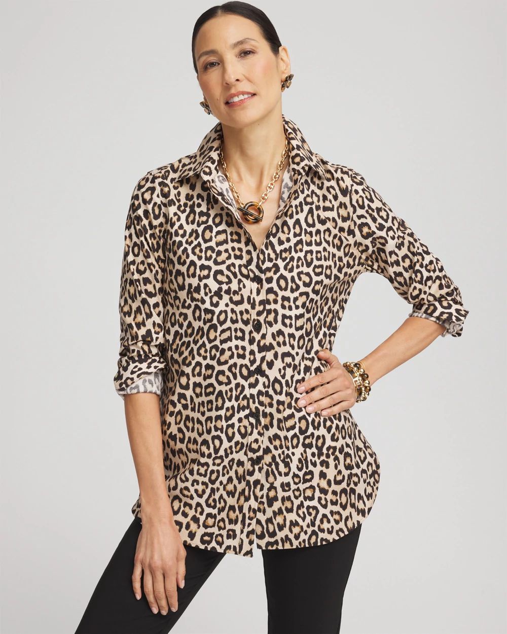シャツ ASCLO Leopard Summer Shirt Jacket summer jacket - leopard flower – Repose AMS